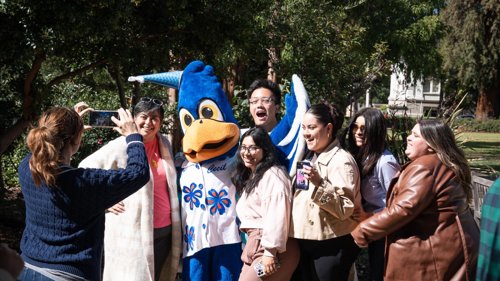 A group takes a photo