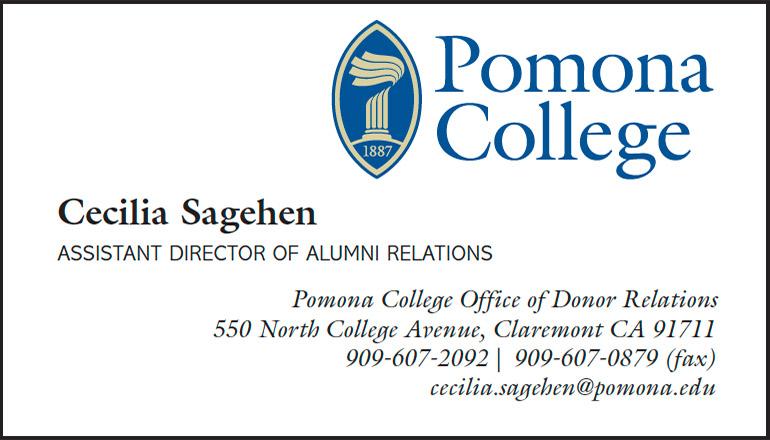 Pomona College Business Card example