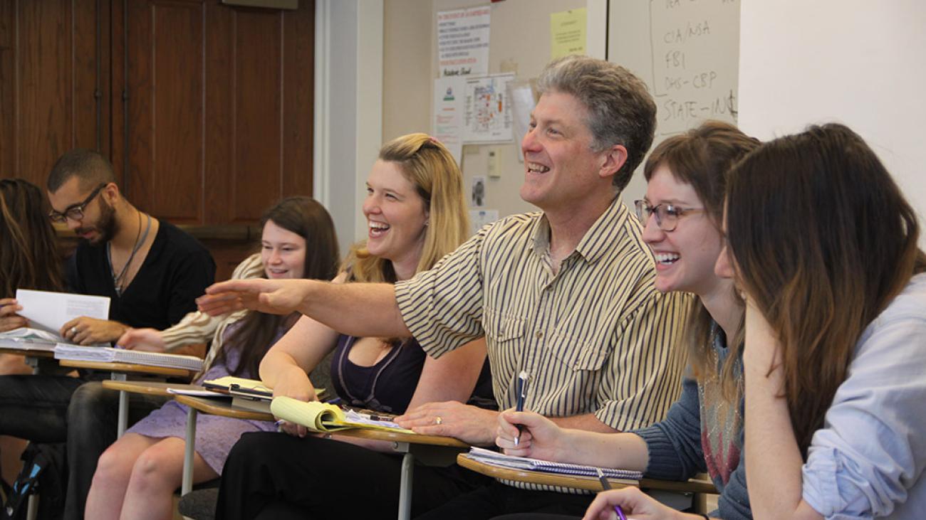 In class with professors Susan McWilliams and John Seery