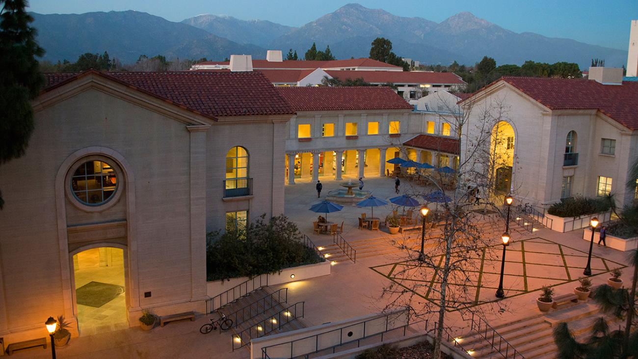 Smith Campus Center at Pomona College at night